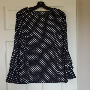 Black & White Polka Dot Ruffle Sleeve Top